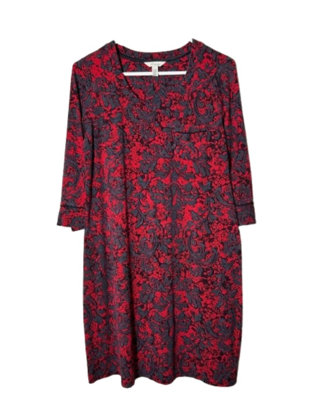 Soma red filigree print half sleeve sleep gown womens S cotton modal